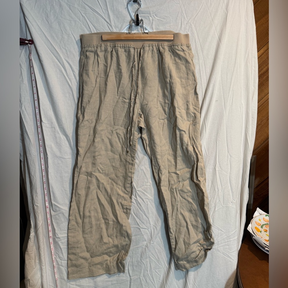 Joneswear Linen Blend Adjustable-Hem Pants – Beige – Size 1X – 26” Inseam